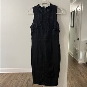 Nicole Miller Black Lace Midi Dress